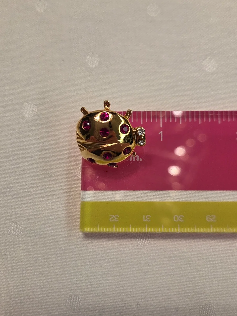 AVON Gold-Tone Ladybug Brooch with Red Crystal Spots - Picture 5 of 5
